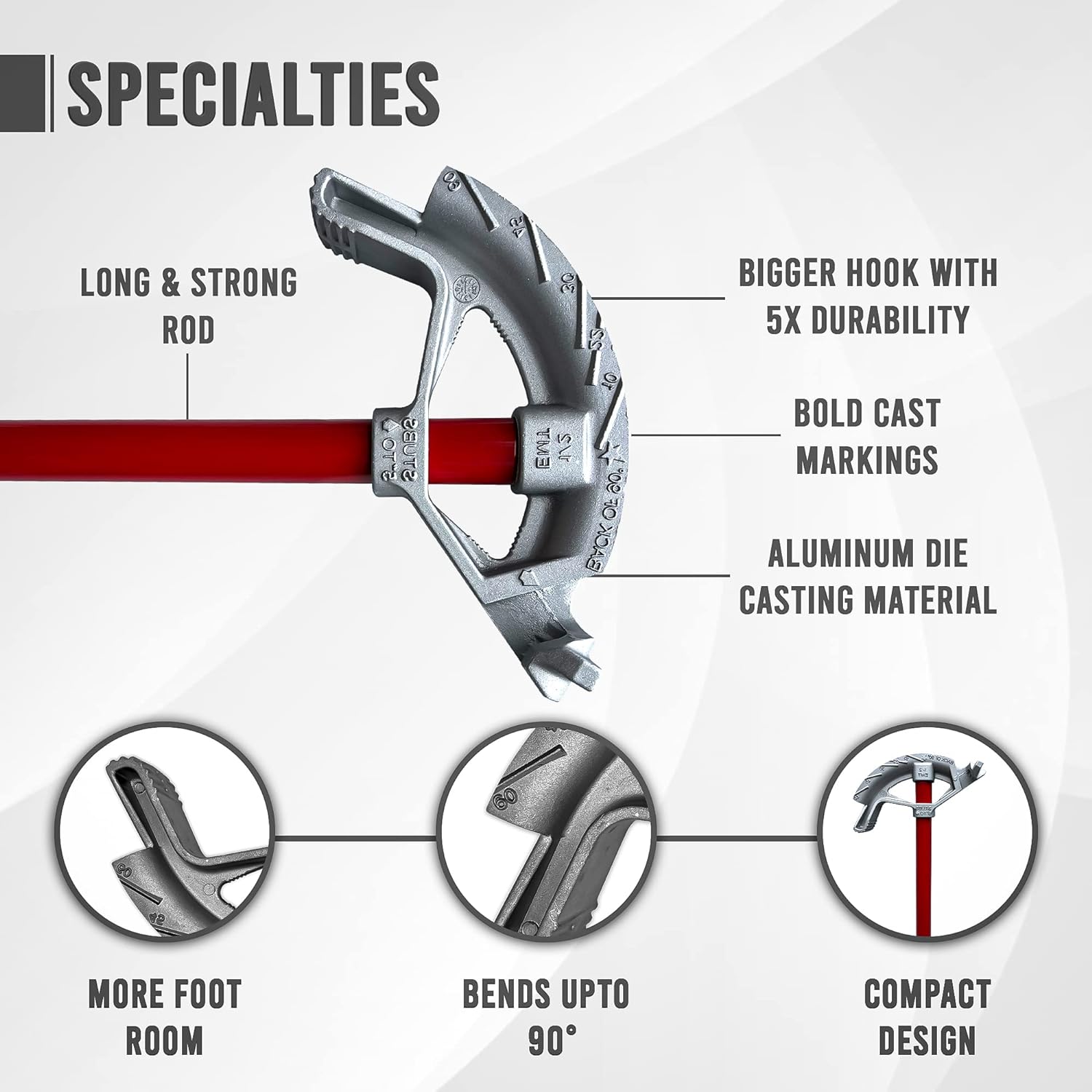 1/2” EMT Bender Hand Bender with Head and Steel Handle Aluminum